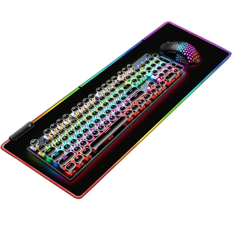 

Gaming Keyboard Mouse RGB Mouse Pad Set, 104 Keys Keyboard 6 Keys Mouse Light Effect Mouse Pad USB Port, for Computer