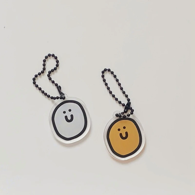 

Ins With Cute Smiley Face Acrylic Pendant Chain Keychain Airpods Protective Cover Pendant Backpack Pendant Key Management
