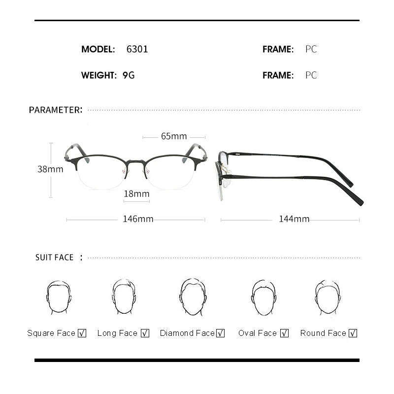 Новый ПК мужской и женский Оптический очки модные легкие близорукость оправа
