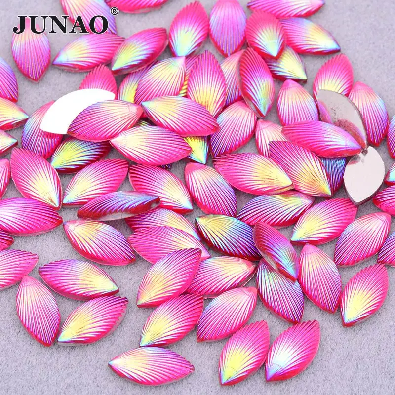 7x15mm-Rose AB JUNAO 7x15 мм Блестящий черный Стразы ab Crystal аппликация кристаллическое Украшение «конский глаз» камни смола камни Flatback Стразы с бриллиантами для поделок - Цвет: 7x15mm-Rose AB