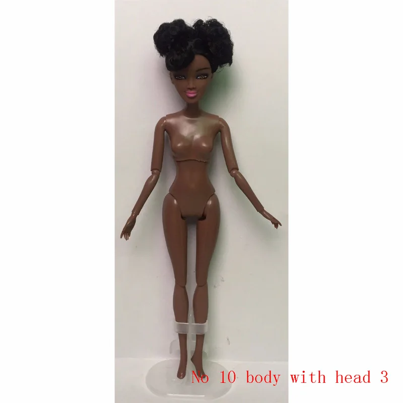Dark brown doll 3 1 шт. пластиковая 11 шарнирная черная Обнаженная Кукла тело 29 см обнаженное Африканское тело с головой для 1/6 кукла DIY аксессуары для игрушечной куклы подарок - Цвет: Dark brown doll 3