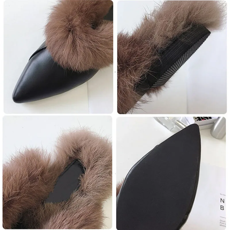 

Bailehou Flip Flops Women Fur Slippers Outdoor Indoor Slippers Ladies Fur Slides Flats Mules Casual Warm Home Shoes Woman Shoes