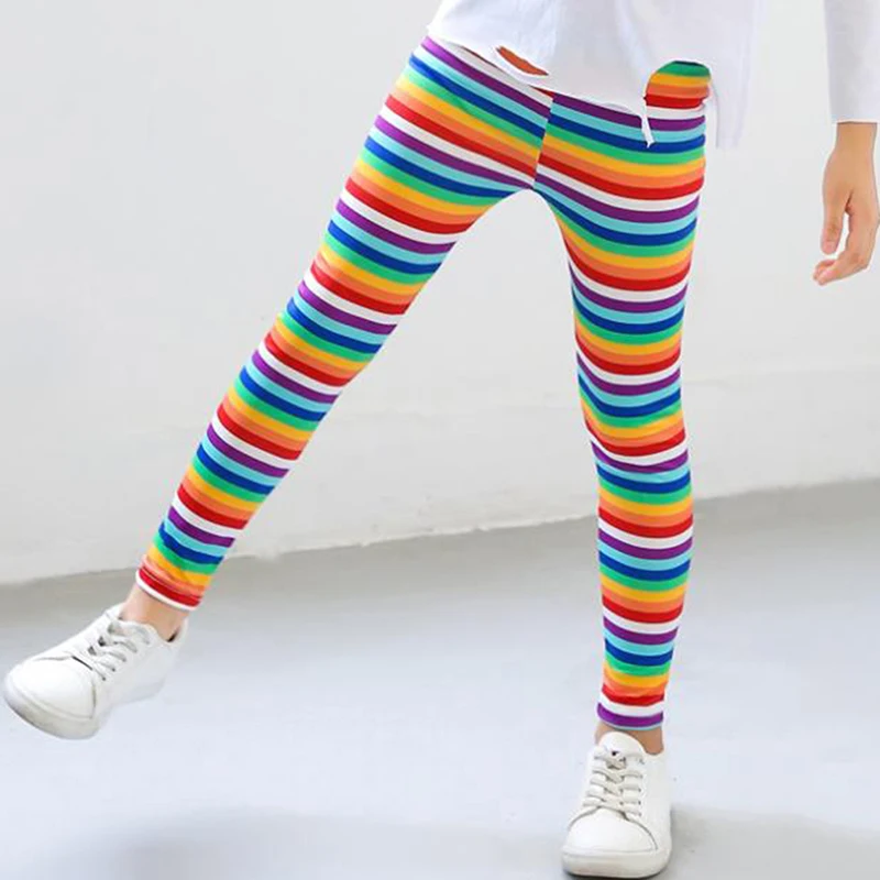 2020 spring autumnGirls Leopard print stripe leggings thin section children's stretch slim long for kids | Детская одежда и