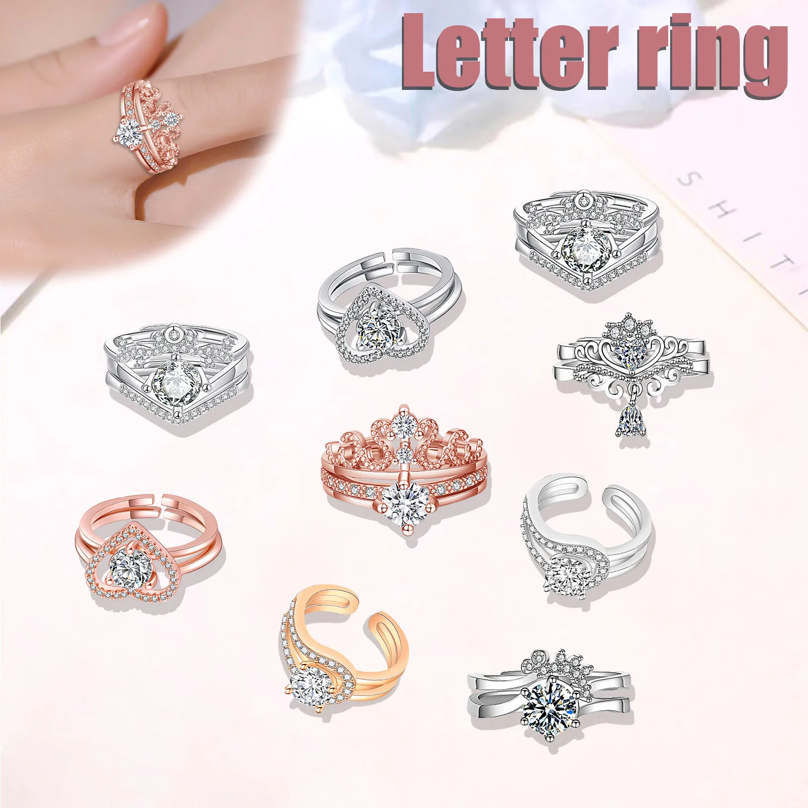 Модное популярное женское кольцо с бриллиантами корона сердце для танцев