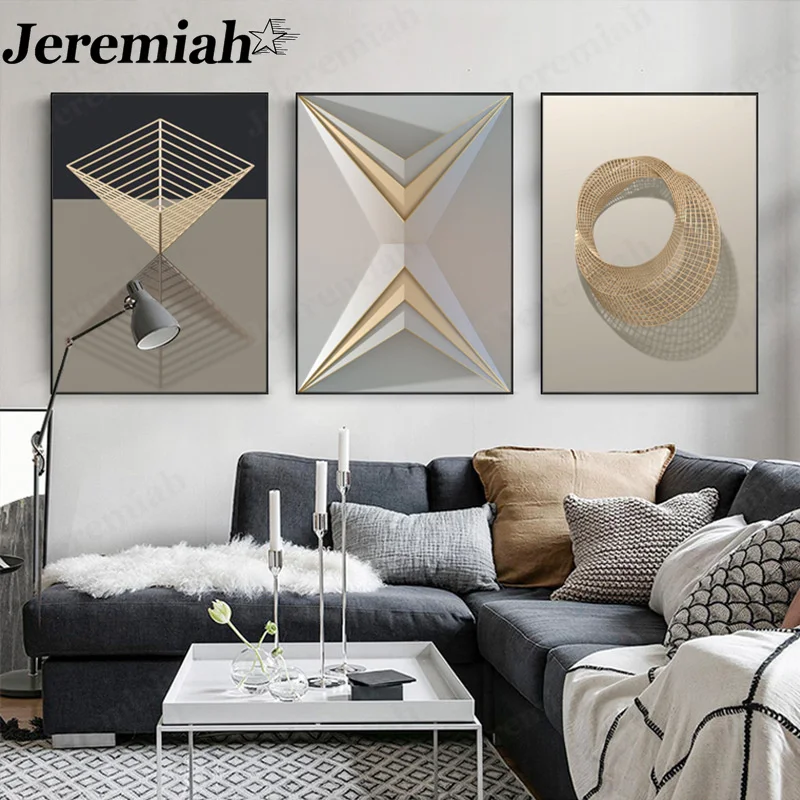 

Modern Abstract Pattern Canvas Poster Fashion Simple Three-Dimensional Line Painting Wall Art Nordic Home Office Decoration