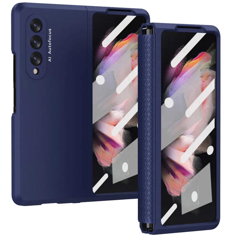 Soft TPU Stretch Hinge 360 All Incusive Protection Case For Samsung Galaxy Z Fold 3 Z Fold 2 5G With Screen Glass Film Cases
