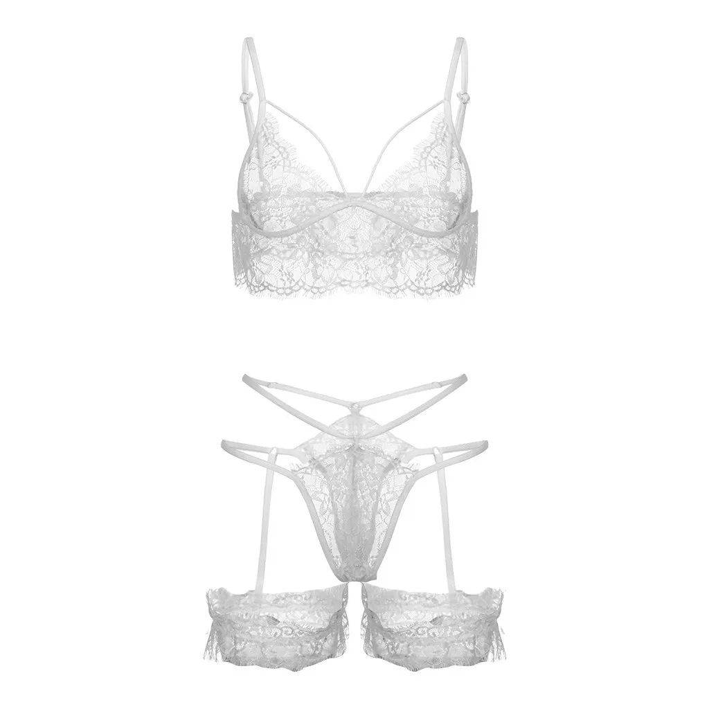 Комплект пижамы для женщин сексуальное женское кружевное нижнее белье ажурное