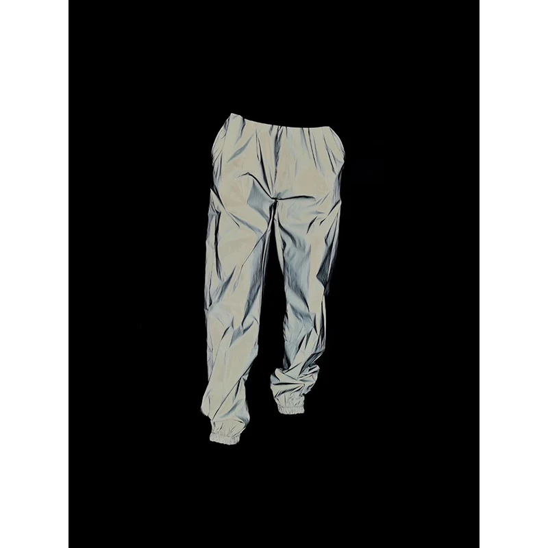 

2021 Spring Autumn Men's Women's Reflective Sweatpants Hip Hop Streetwear Joogers Men Retro Ankle-Tied Trousers Luminous Pants