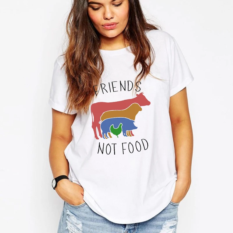 Футболка с надписью Friends Not Food Винтажная футболка подарок для веганов