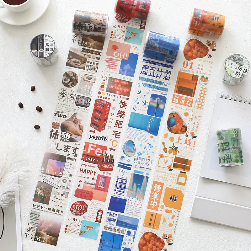 INS Стиль Путешествие прозрачный ПЭТ Васи клейкие ленты маскировки Скрапбукинг