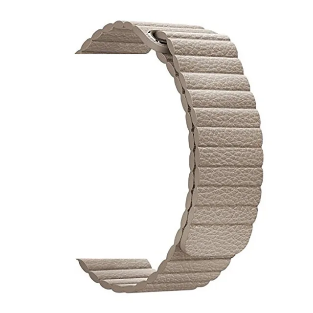 Megnetic кожаный ремешок для часов Apple Watch 4 2 3 44 мм 42 мм 38 мм ремешок из натуральной кожи Петля Браслет Петля черный для iwatch - Цвет ремешка: Khaki