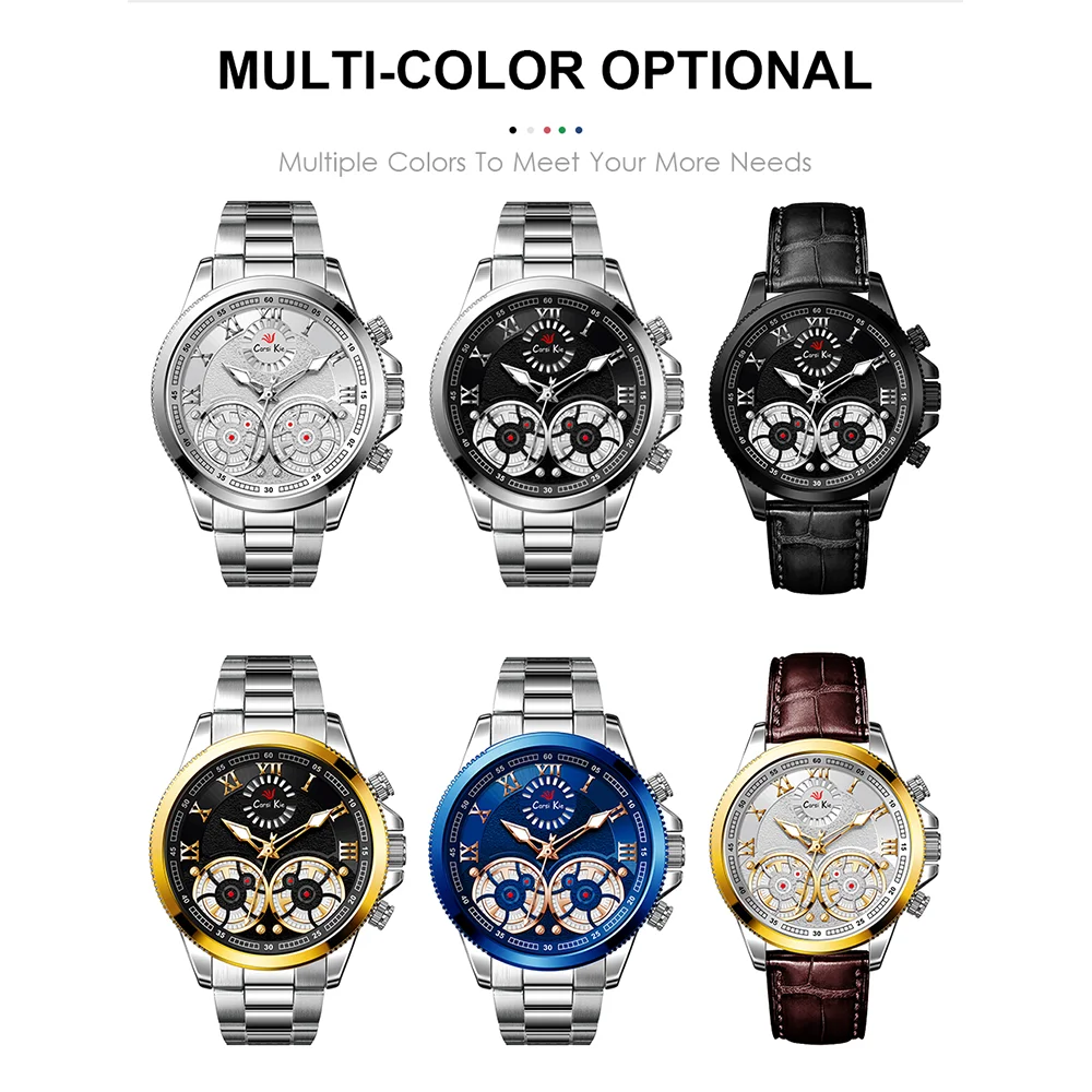 

Men's Sliver Watches Luxury Luminous Multi-Function Gold Relogio Quartz Retro Watch Fashion Sport Quartz Wristwatches