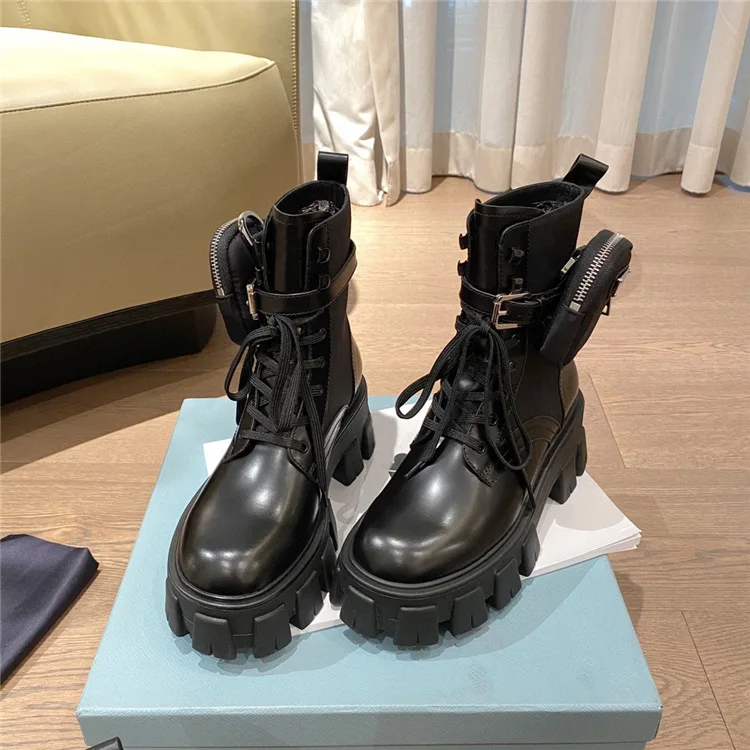 

muffin motorcycle family shoes women's new autumn winter thick bottom boots British style pocket boots