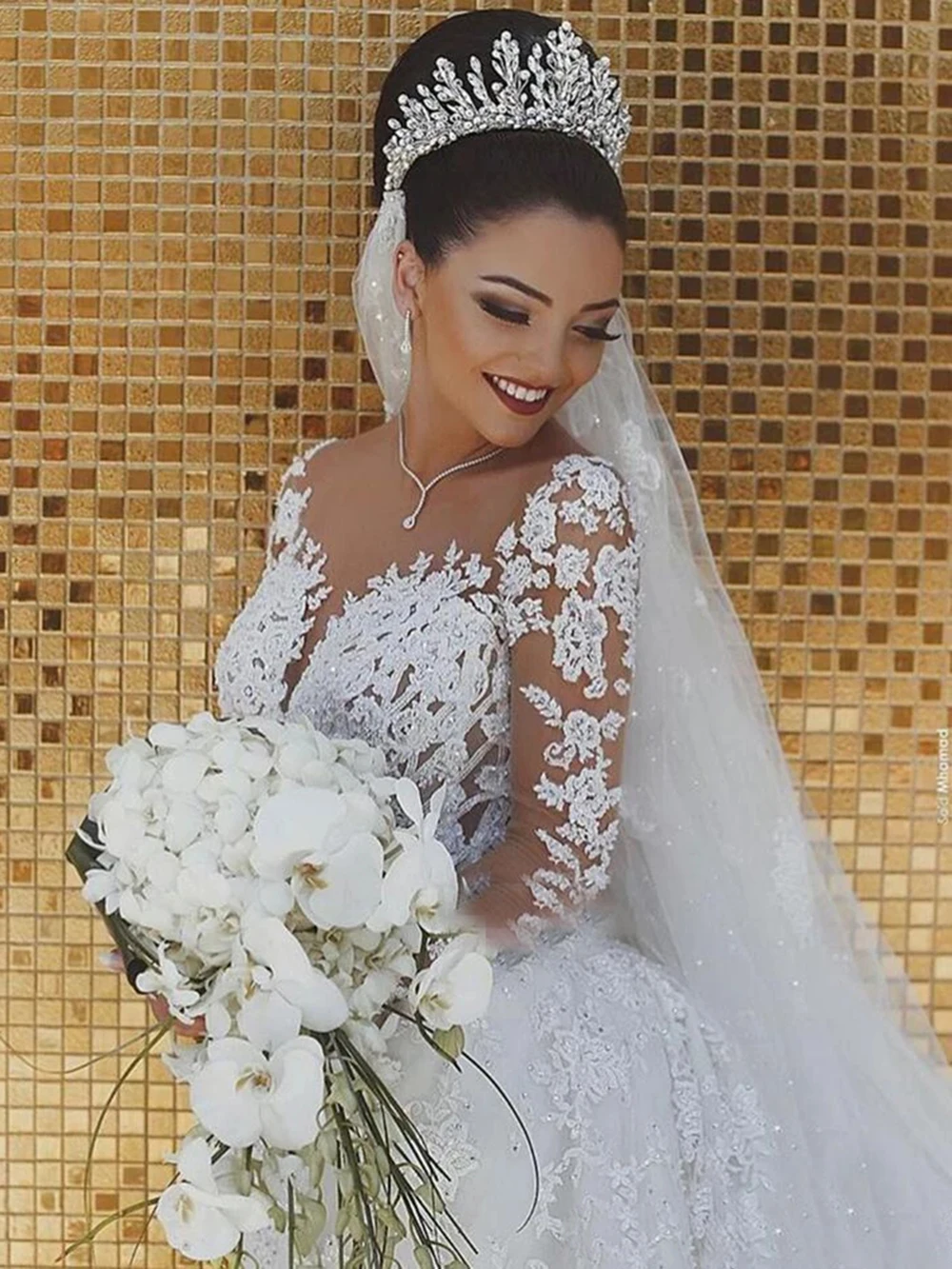 Свадебные платья WUZHIYI с круглым вырезом тюлевые юбкой годе телесного цвета