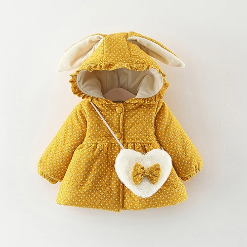 yellow Коллекция года, Одежда для новорожденных девочек хлопковая стеганая куртка с цветочным принтом и капюшоном, верхняя одежда для детей 1 года, одежда для дня рождения Одежда для девочек, пальто - Цвет: yellow