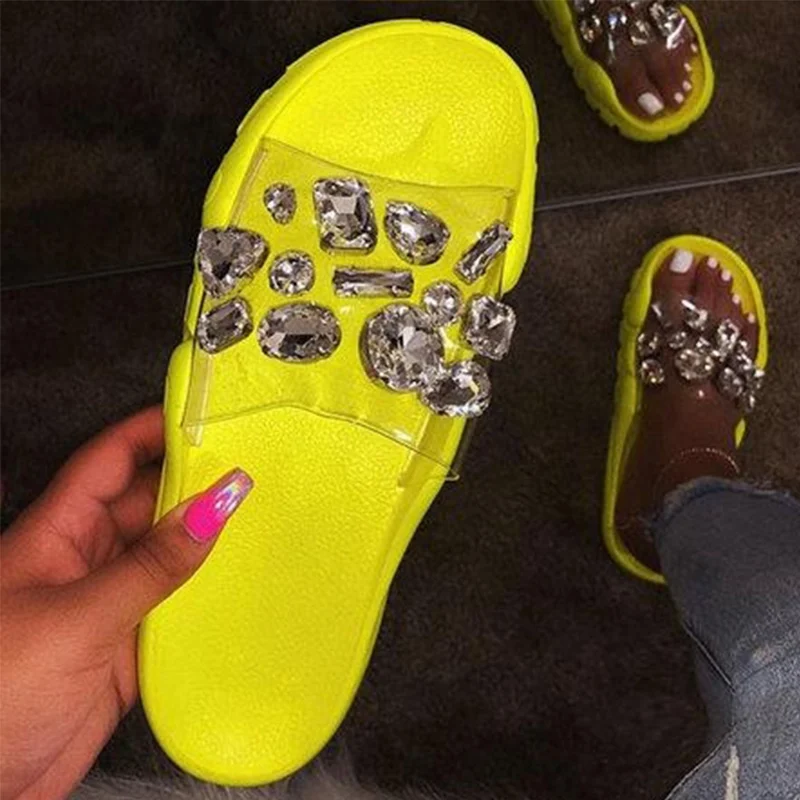 Женские шлепанцы со стразами Модные женские Женская Повседневная Уличная обувь
