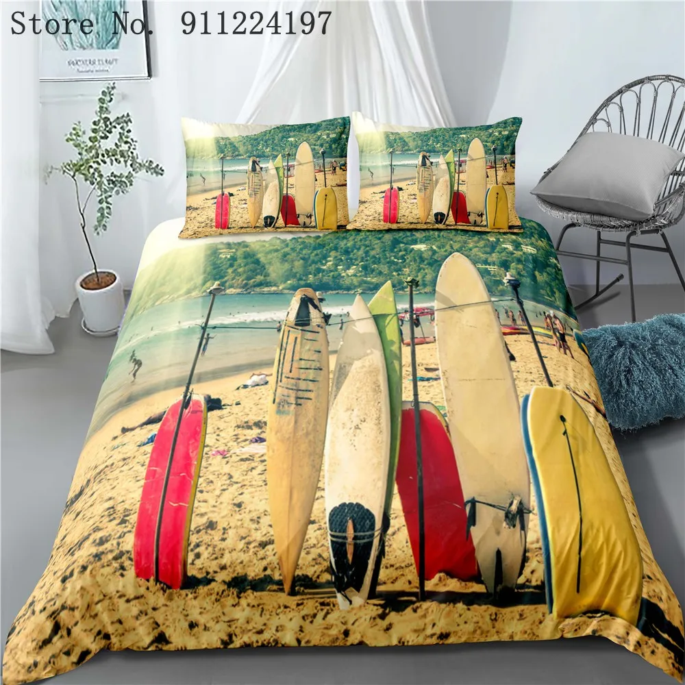 Комплект постельного белья с красивым пейзажем пододеяльник одеяло пляжное