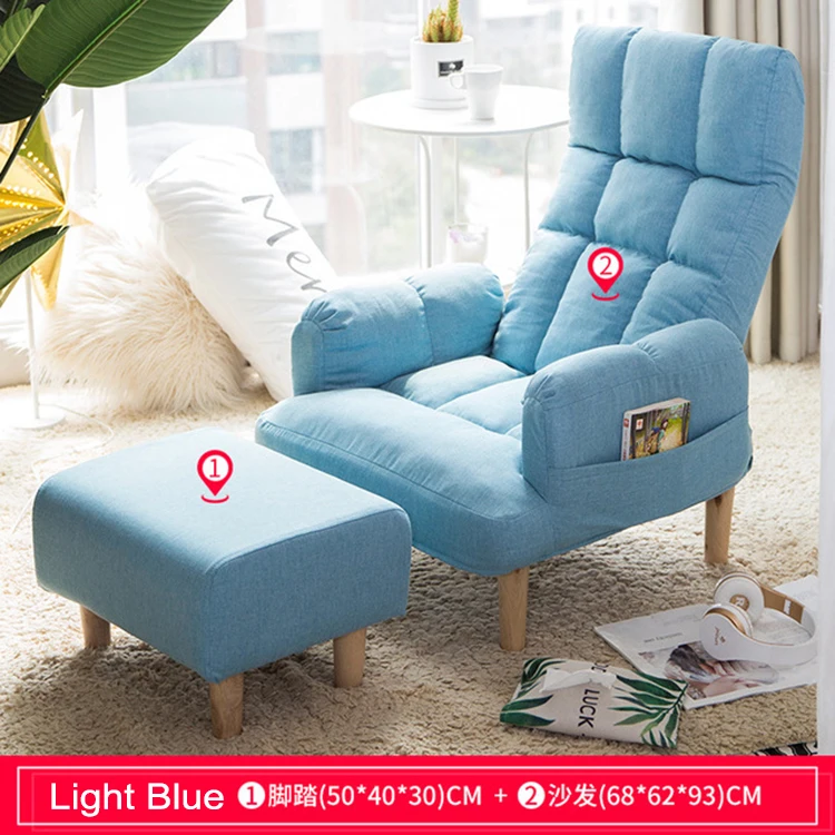Light Blue a set Регулируемый диван кровать стул табуреты наборы с карманами для хранения мебель для спальни для сна расслабляющий чтения - Цвет: Light Blue a set
