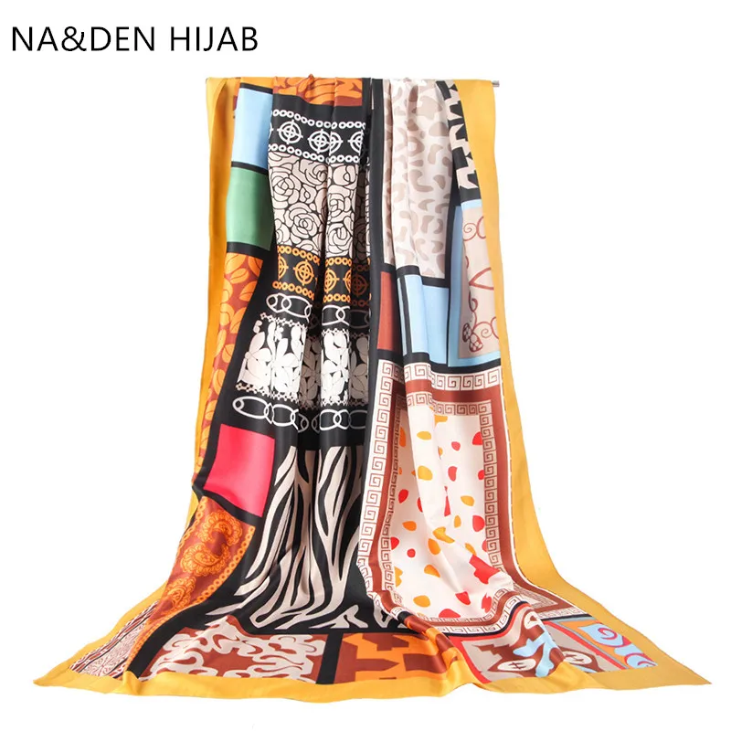 Длинный глушитель Hi Q для женщин зимний шарф с геометрическим рисунком