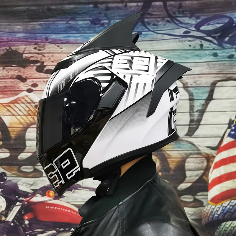 Мотоциклетный шлем с откидной крышкой и двойным объективом мотоциклетный для