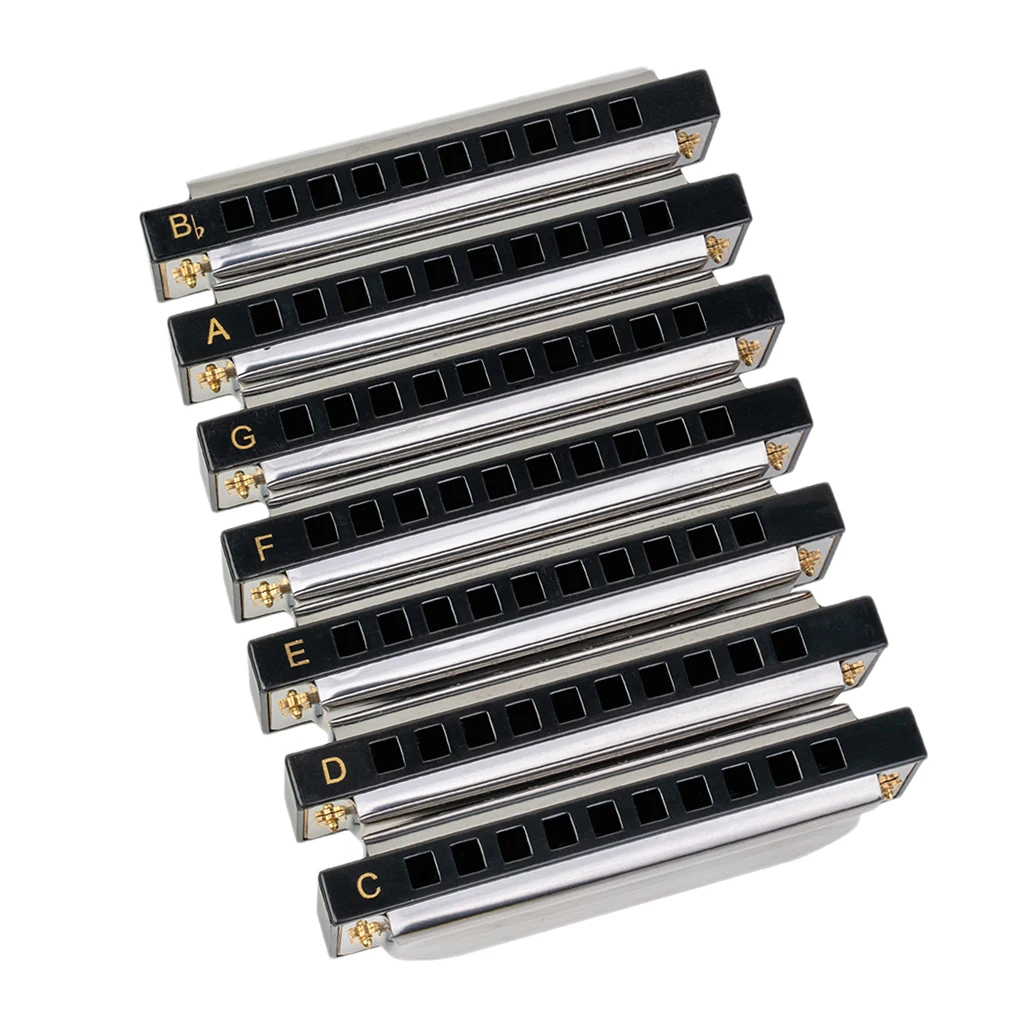 

Deluxe Diatonic Harmonica Set - Key of G, A, Bb, C, D, E, F Harp