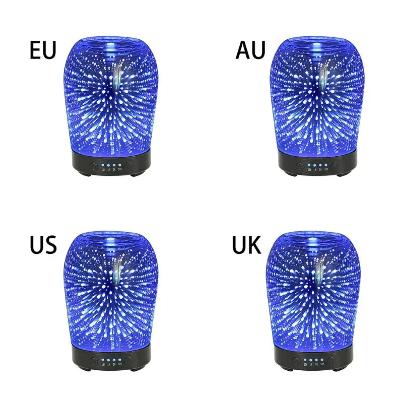 3D Firework Night Light Essential Oil Diffuser AU US UK EU Aroma Aromatherapy Fine Fog Humidifier Household Room Decor Car | Бытовая