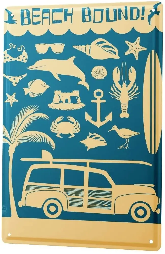 

С 2004 года, жестяная металлическая пластина, декоративная табличка, домашний декор, таблички, ретро, пляж, серфинг