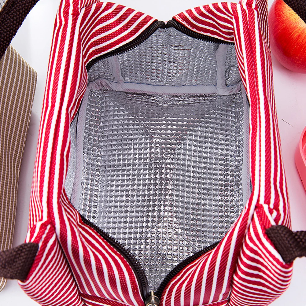 Для женщин для отдыха Портативный холст обеденного мешка с полосой