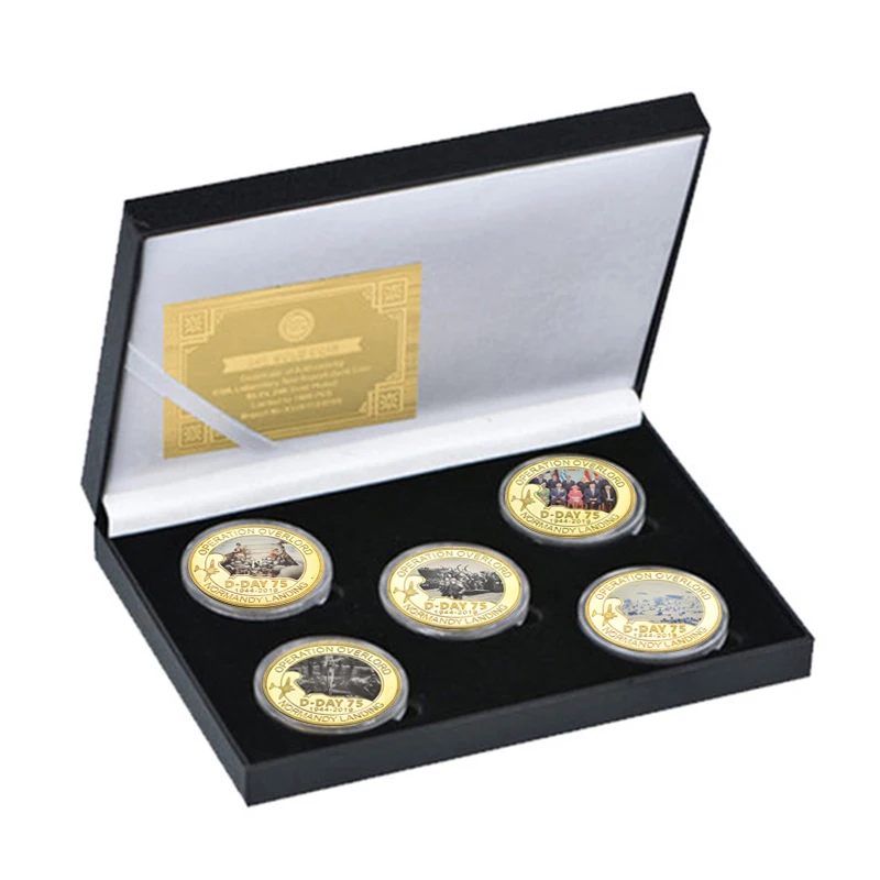

Commemorative Coin 75th Anniversary of the Normandy Landings Gold Planted With Gift Box Gift For Man