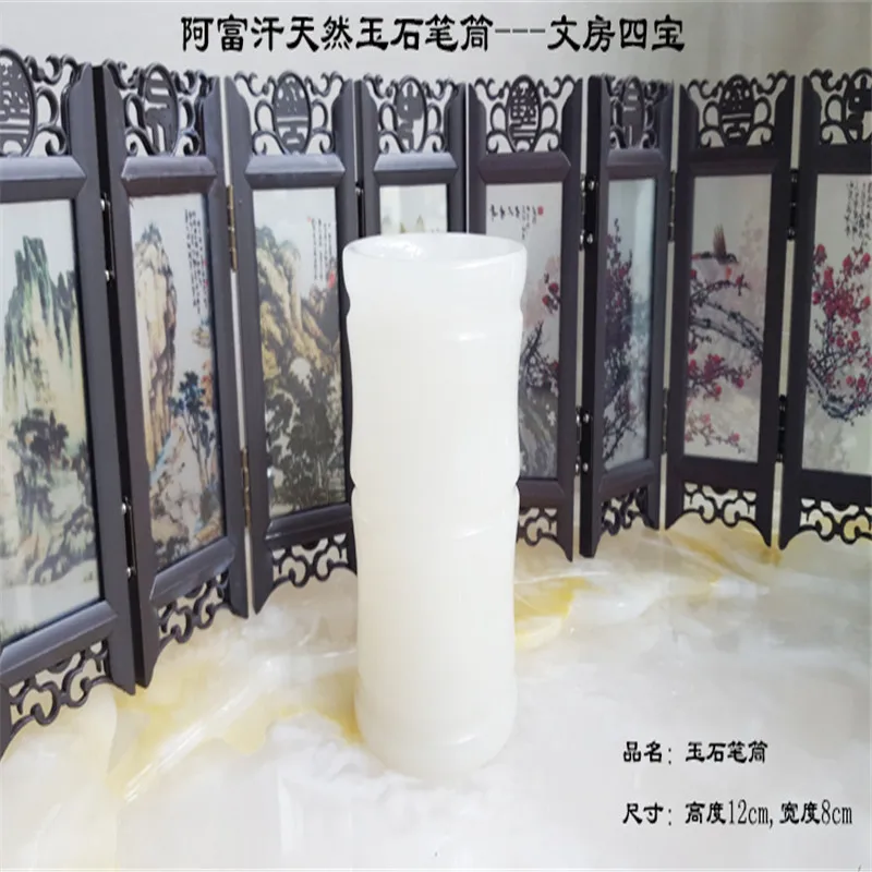 Китай натуральный нефрит резьба по камню ручка-щетка для волос ручка