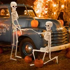 Хэллоуин ужас подвижный череп скелет Хэллоуин реквизит светящийся злые сувениры для вечевечерние Хэллоуин канун страшный Хэллоуин Украшение Фигурка