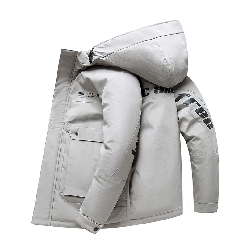 

Мужской зимний пуховик с капюшоном, плотная теплая Модная парка, пальто, мужские Длинные куртки, ветрозащитное пальто с наполнителем из белого утиного пуха