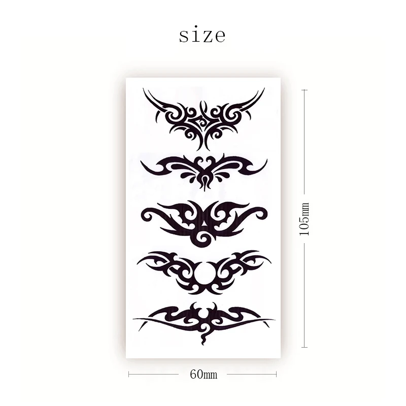 

Temporary Tattoo Stickers Black Totem Style Pattern Design Fake Tatto Waterproof Tatoos Chest Arm Belly Small Size for Women Men