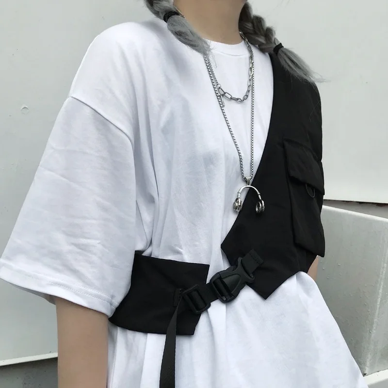 

Vests Women Design Aesthetic College Black Outerwear Stylish Streetwear All-match Couple Harajuku Popular Hot Sale Summer Biker