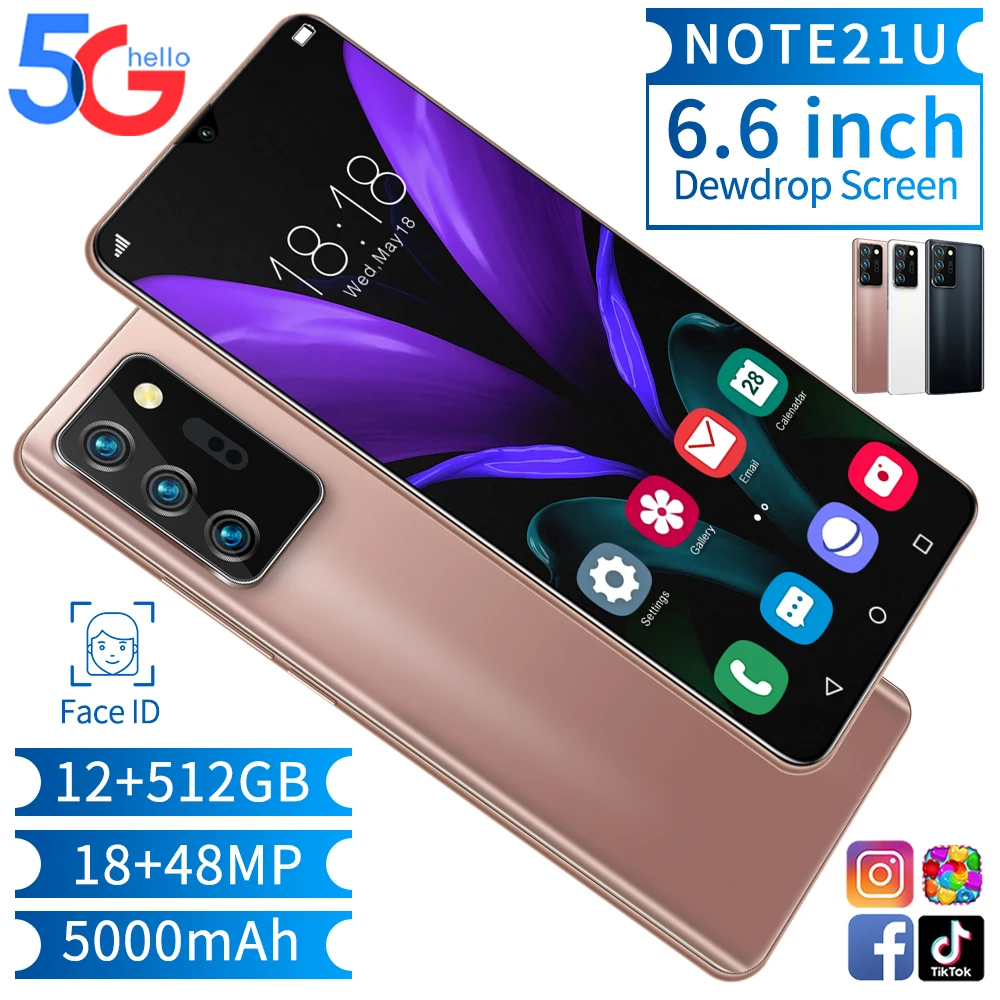 

Cheap Phone Note21U 5G New Global Version Android10.0 12+512GB Deca Core Dual SIM 18+48MP SANSUMG GALAX Snapdragon888 Smartphone