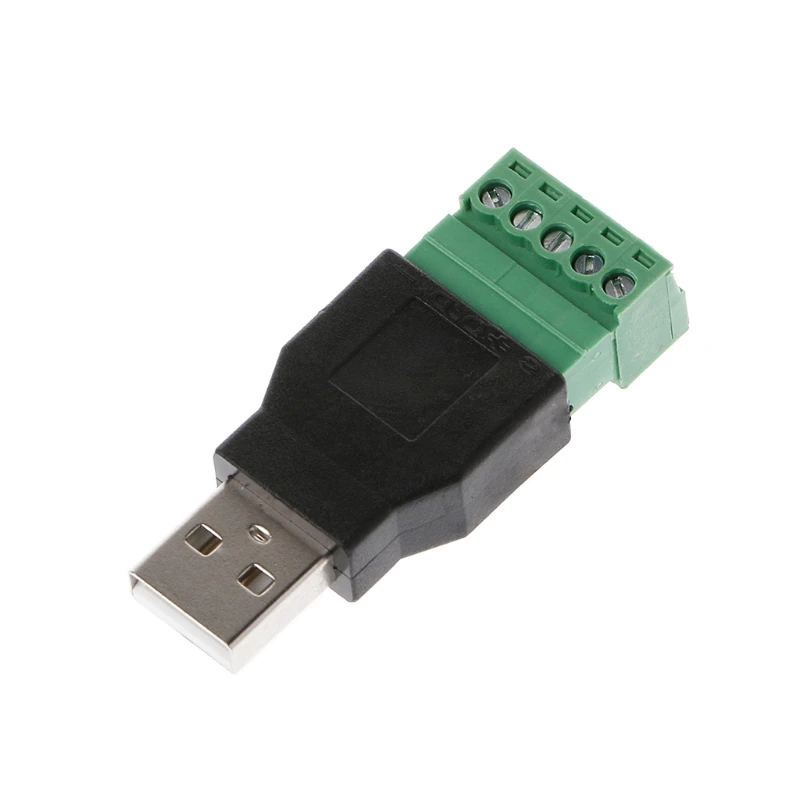 USB 2 0 Type A Male/Female to 5P Screw w/ Shield Terminal Plug Adapter Connector