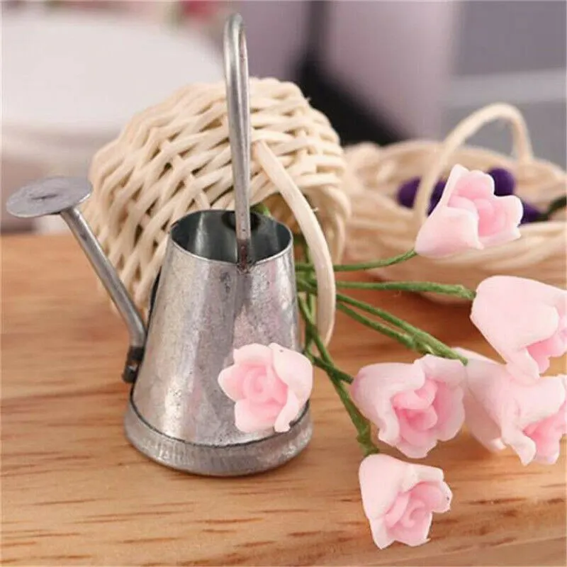 

Garden Decoration 1/12 Dollhouse AccessorY_dr Miniature Metal Watering Pot Model