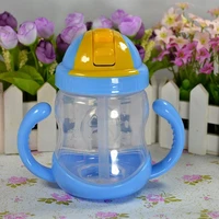 280ml cute baby cup baby children learn feeding drinking water straw cup handle bottle health material safety horn handle shape