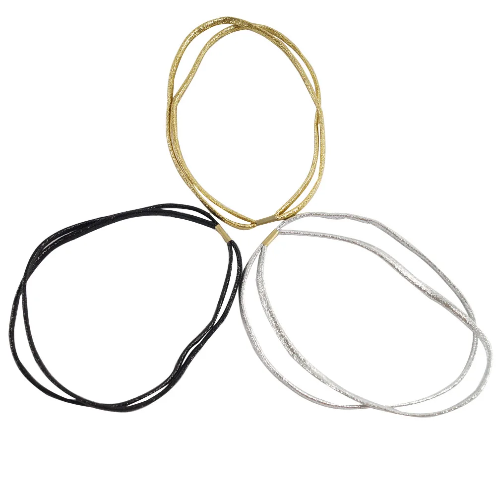 3PCS 1 of each color 3 шт., Модный женский Блестящий эластичный ободок на голову, повязка для волос, резинка для волос, повязка на голову для девочек, двойные резинки для волос, аксессуары для волос - Цвет: 3PCS 1 of each color