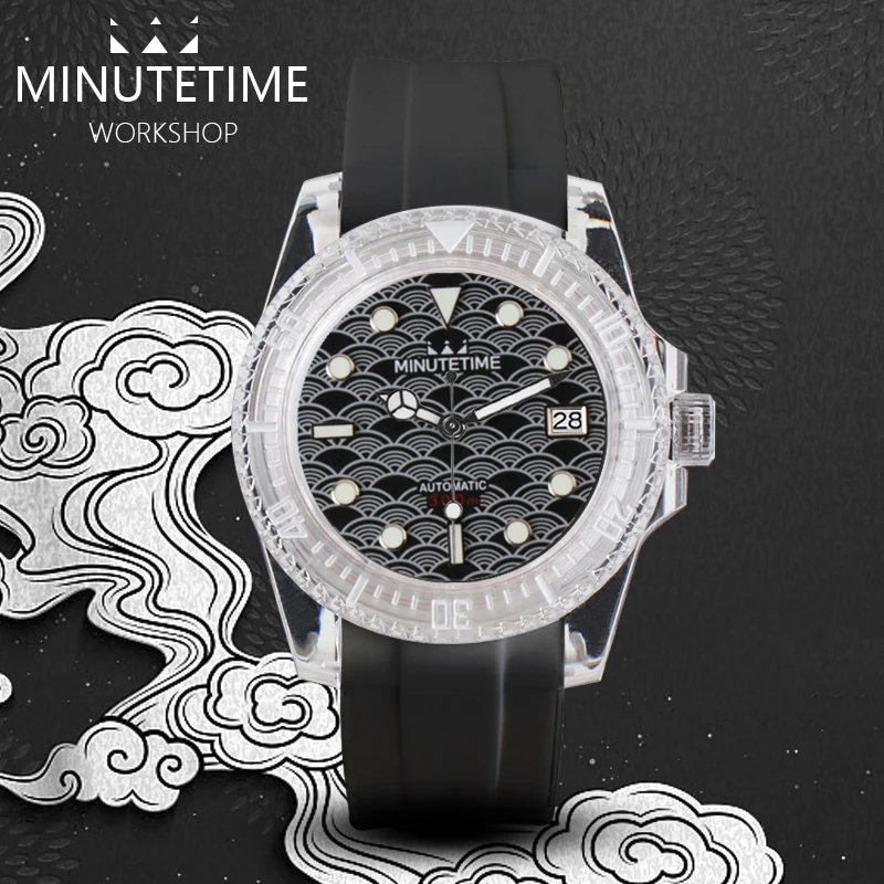 

Мужские автоматические механические наручные часы NH35 Move Men t relojes mecanicos акриловый чехол механические часы черный японский волновой цифербла...