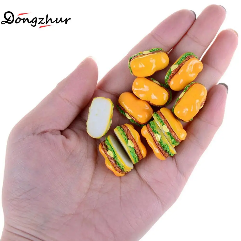 

2Pcs/set Miniature Kitchen Restaurant Simulation Resin Model Toy Accessories Toys Hamburger Food For House DIY New Kit