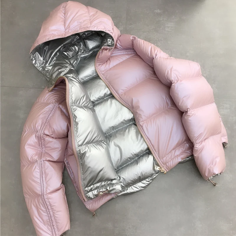 Зимняя двойная Женская куртка белые пуховики на утином пуху Женское пальто