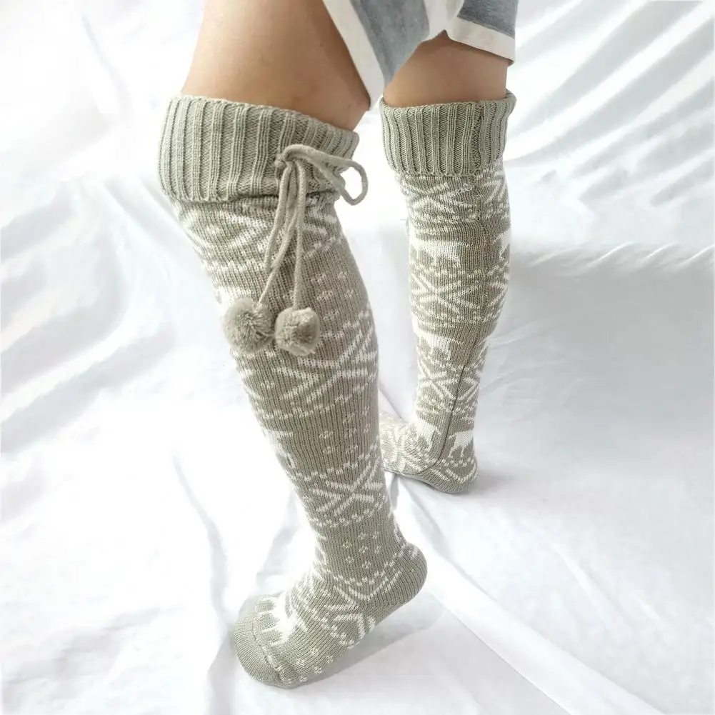 

Christmas Women Middle Stockings Cute Cotton Elk Print Tube Sock