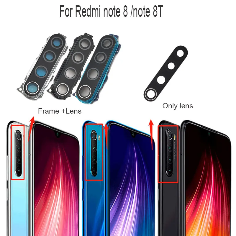 Стекло для задней камеры Xiaomi Redmi Note 8 8T стекло объектив с крышкой держатель рамы и