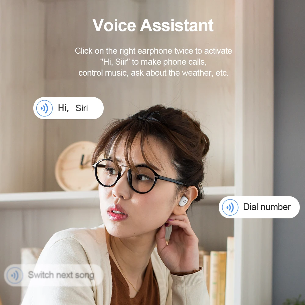 

Whizzer E3 TWS True Wireless Earphones Earbuds Mini Bluetooth Headsets 5.0 IPX7 Waterproof Auto Pairing for Sports Running