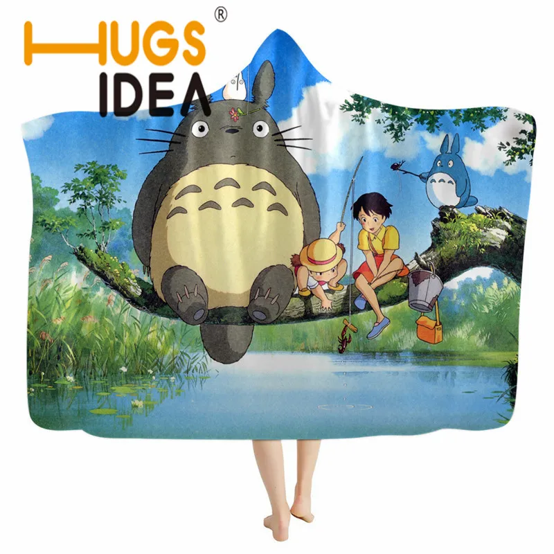 

Hooded Blanket Totoro Kawaii Hoodie Men Women Harajuku Soft Plush Overcoat Fleece Woman Throw Blanket Microfiber On The Sofa