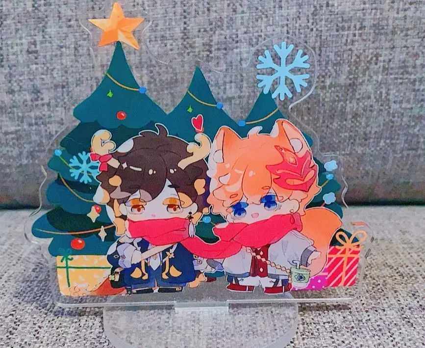 

Game Genshin Impact Winter Series Cosplay Zhongli Tartaglia Acrylic Stand Figure Model Plate Tabletop Toy
