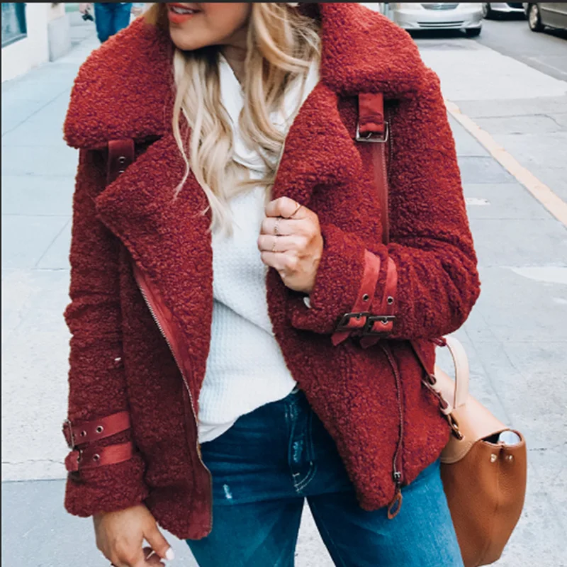 

2019 Winter New Women Jackets Coat Fluffy Zipper Femme Slim Casual Outerwear Coats Long Sleeve Cardigan Jackets Streetwer