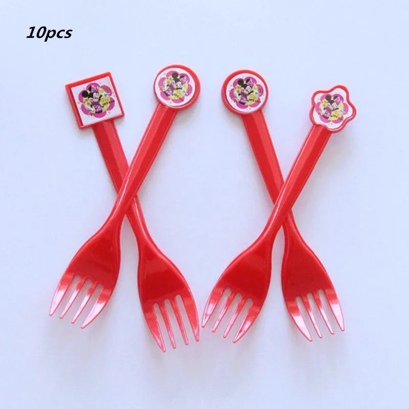 10pcs fork 20 шт./партия Минни тема Микки бумажные салфетки для вечеринки с днем рождения товары для вечеринок Минни бумажные полотенца для салфеток сувениры 33*33 см - Цвет: 10pcs fork