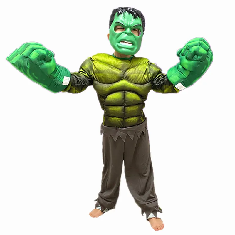 kids avengers hulk spiderman jumpsuit gloves cosplay set boy girl halloween superhero fantasy party props gift free global shipping